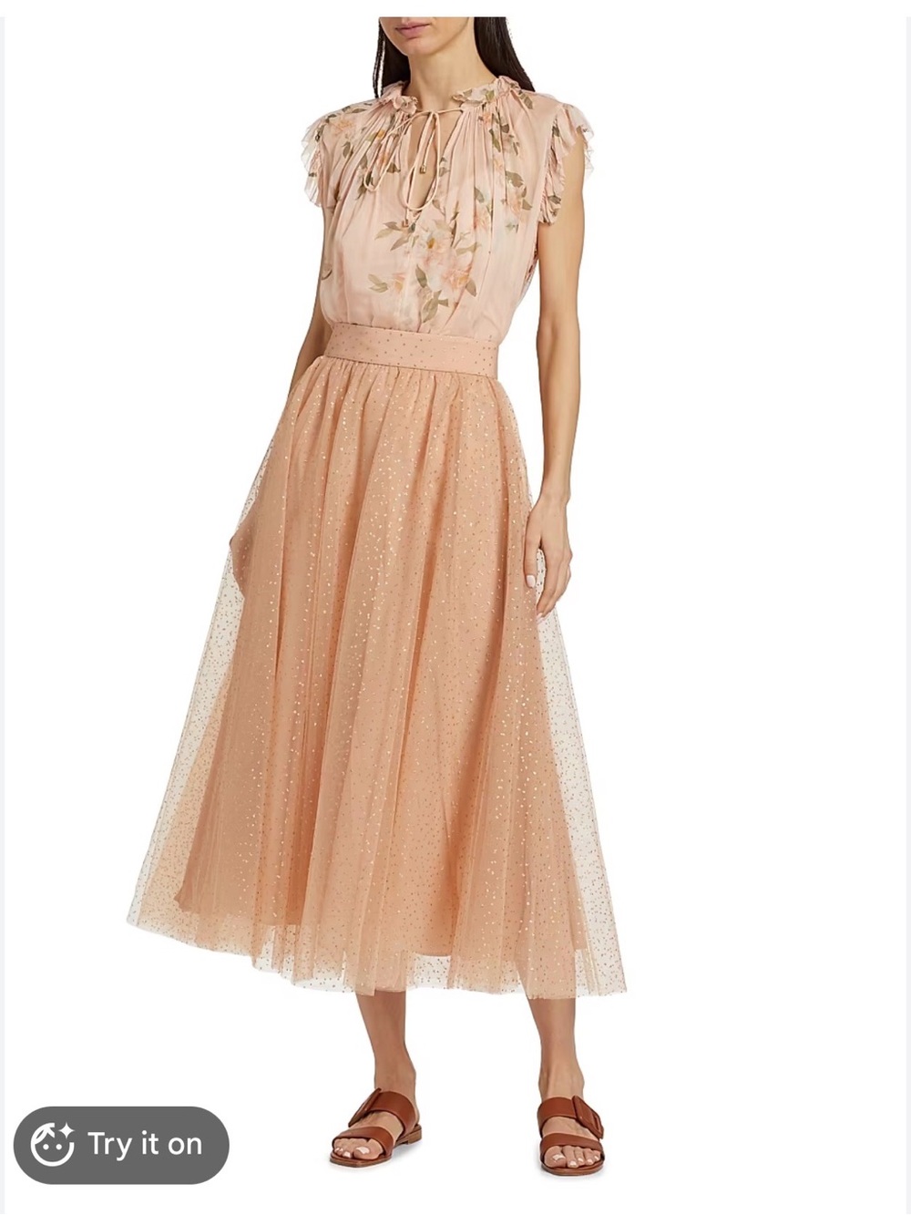 Zimmermann metallic-dot tulle midi-skirt